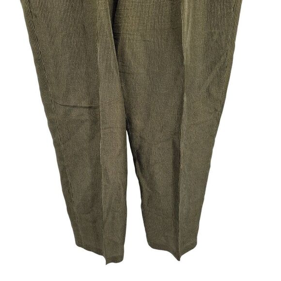 Vintage 90s High-rise Silk‎ Pants 14 Green Pinstriped Pleated Tapered - Picture 7 of 11